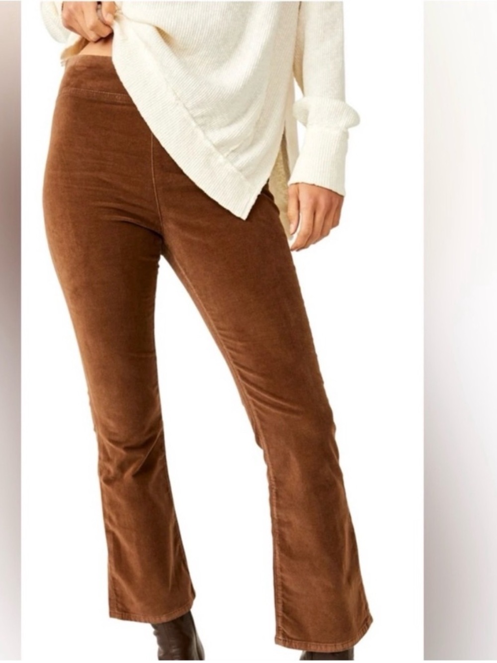 Free People We The Free In My Feelings Mid Rise Crop Boot Cut Brown 
M